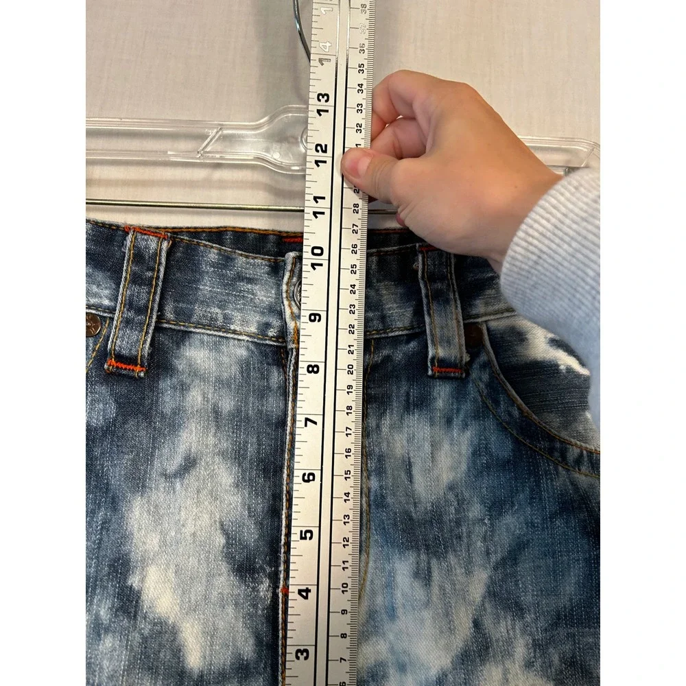 True Religion Mens Section Slim Acid Wash Blue White Denim Jeans Size 34 x 33